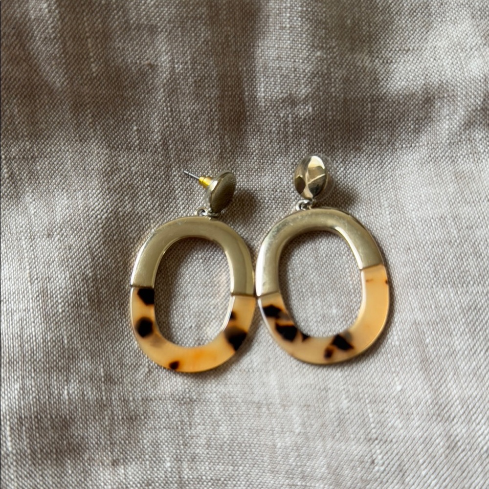 Loft - Tortoise Shell and Gold Oval Earrings